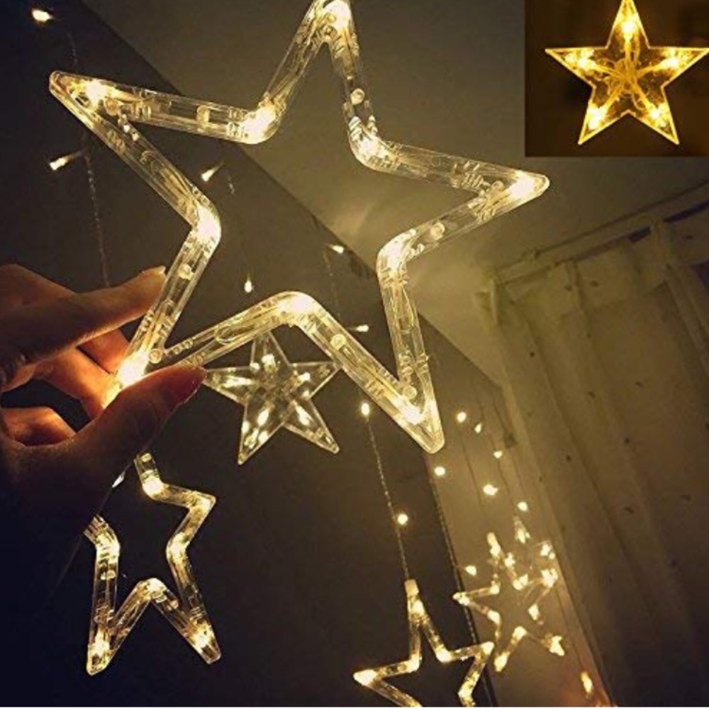 Twinkle 12 Stars 138 LED Curtain String Lights - Picture 3 of 8